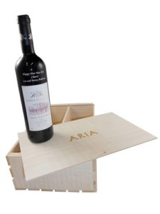 Two-bottle slat sided wine crate by Aria
