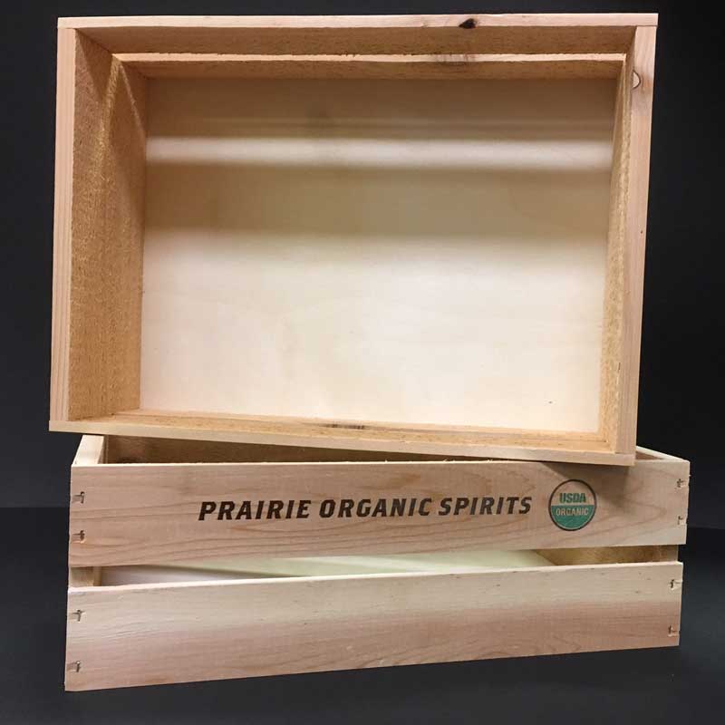 Premium vodka crate with printed side