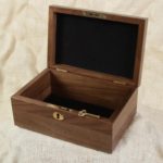 Wood box with lock and black lining